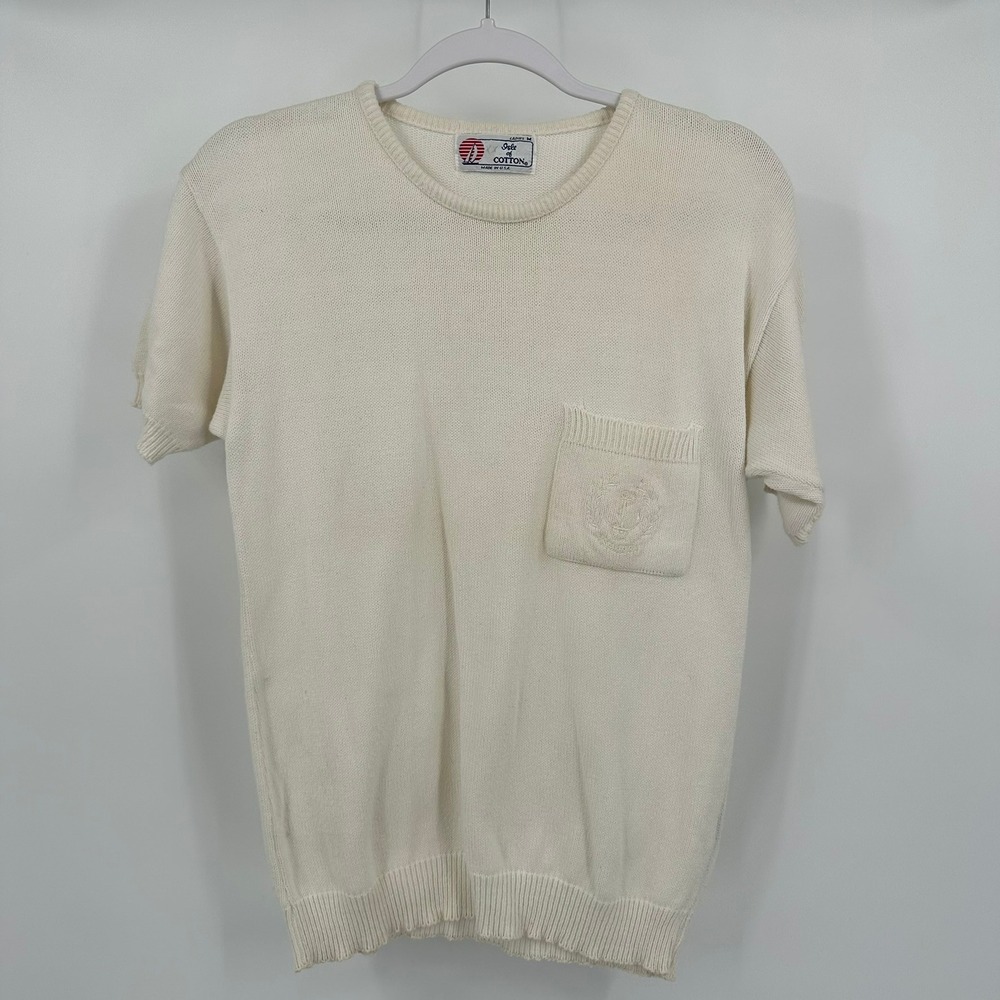 Isle of Cotton Womens Vintage Preppy Nautical Sweater Size M Crest Old Money